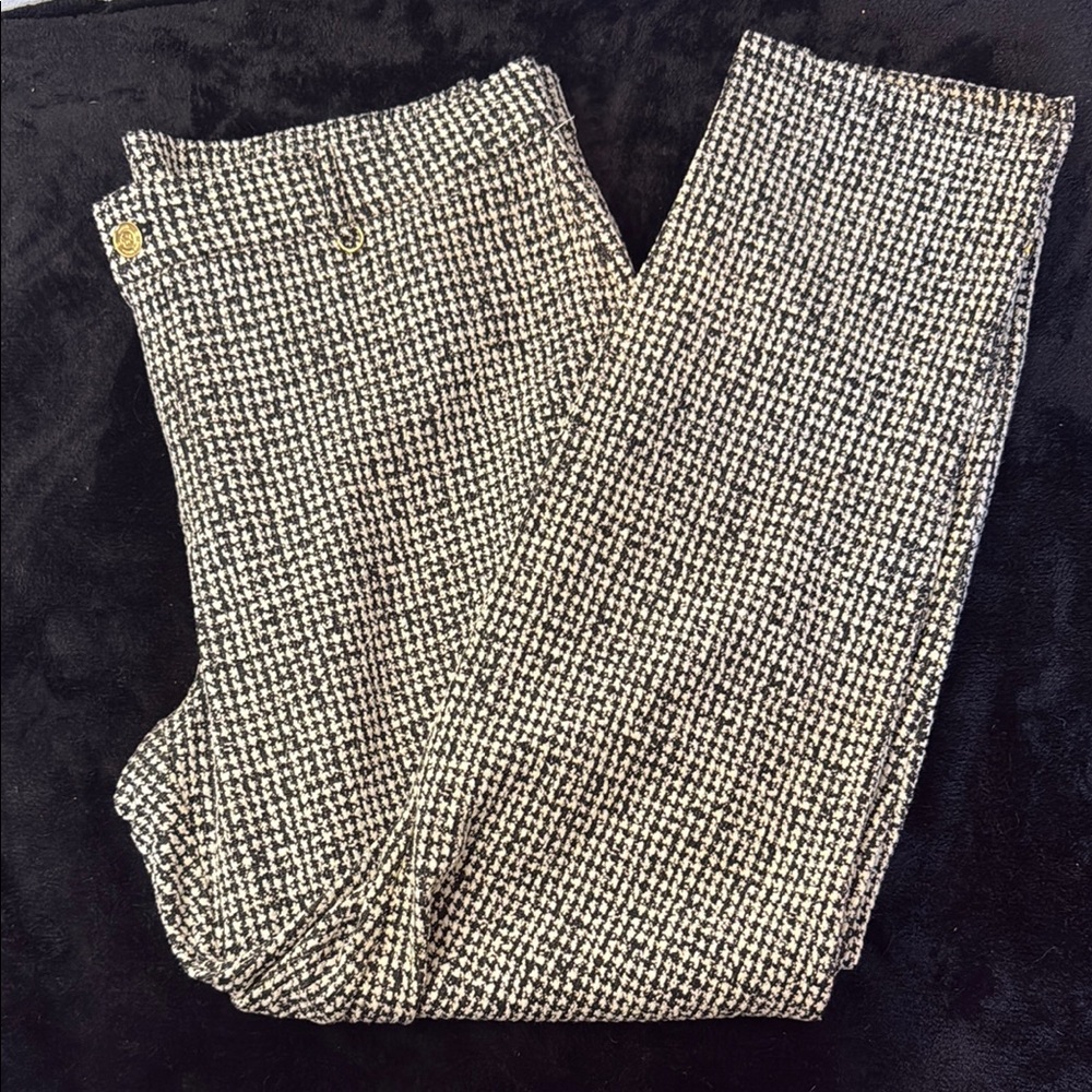 Michael Kors Black and White Houndstooth Trousers